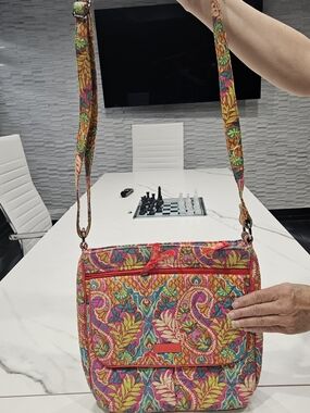 Vera Bradley Pink Green Blue Paisley Crossbody Bag